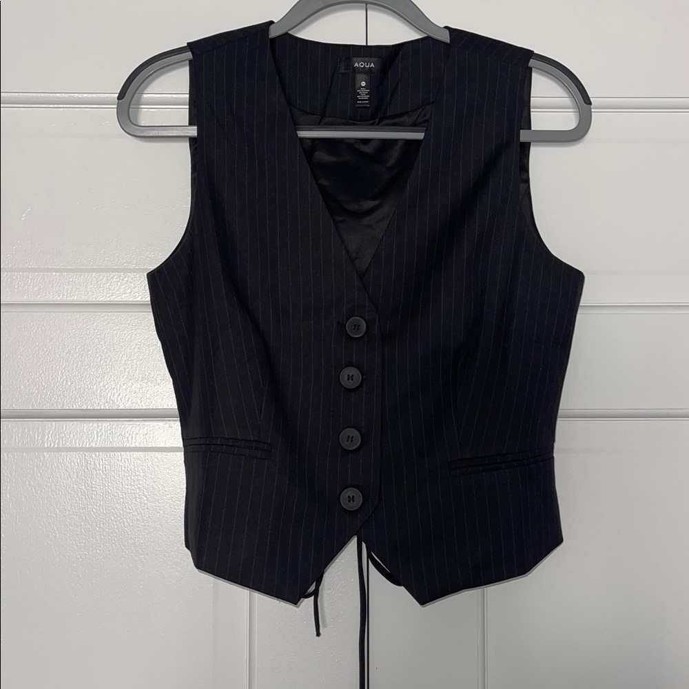 Aqua Pinstripe Buttoned Vest